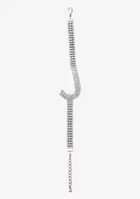 Rhinestone Alphabet Letter Bracelet(Silver,Letter A)