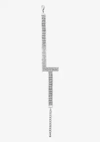 Rhinestone Alphabet Letter Bracelet(Silver,Letter A)
