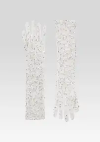 Ari Embellished Gloves - Mix Media White