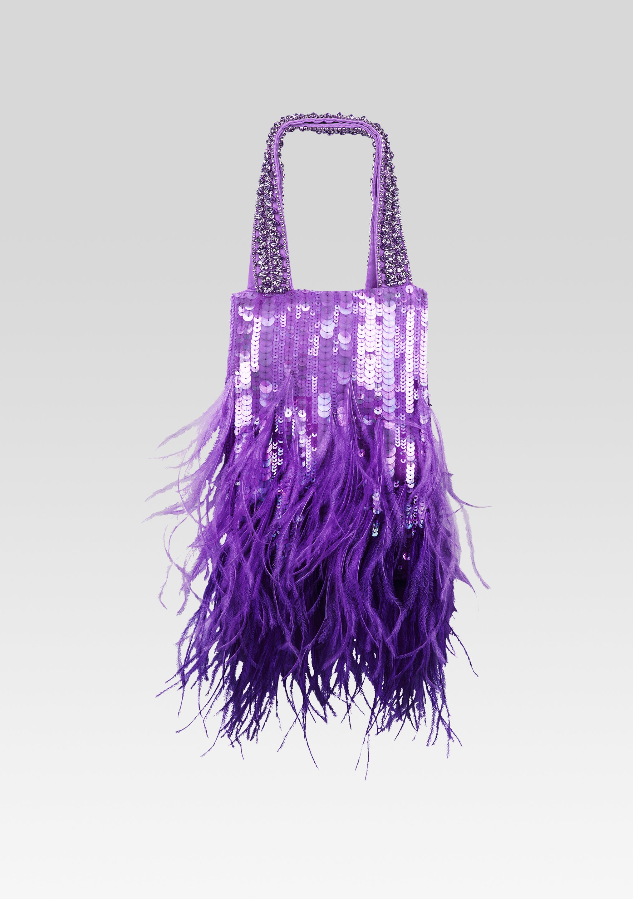 Avery Sequin Feather Bag - Ultra Violet