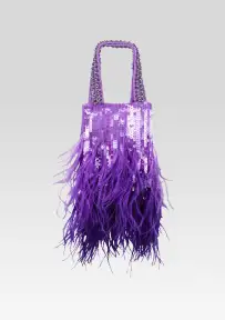 Avery Sequin Feather Bag - Ultra Violet