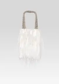 Avery Sequin Feather Bag - White Feather