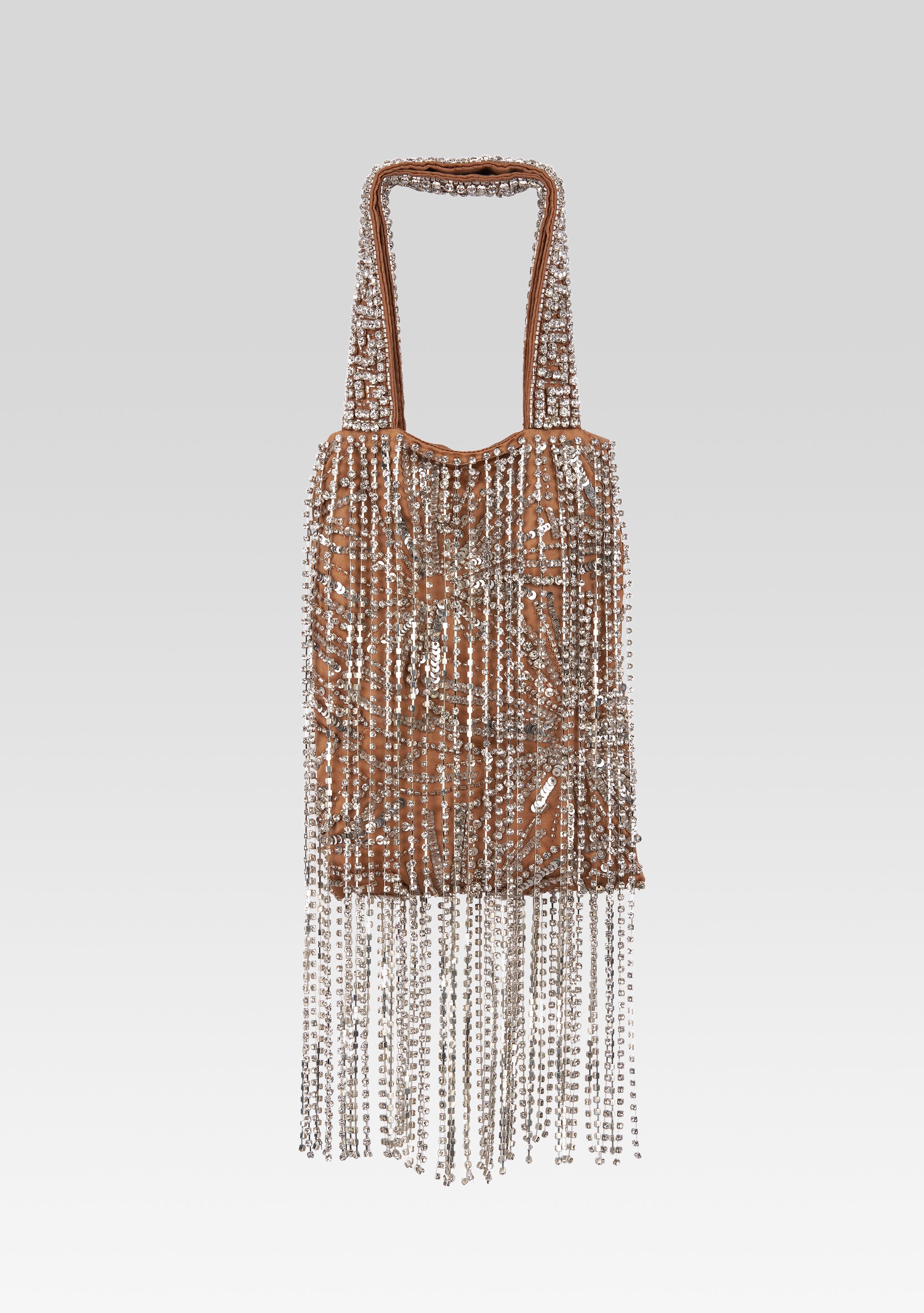 Avery Crystal Bag - Nude/Silver