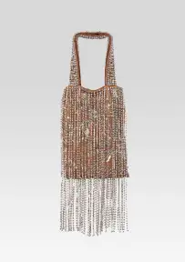 Avery Crystal Bag - Nude/Silver