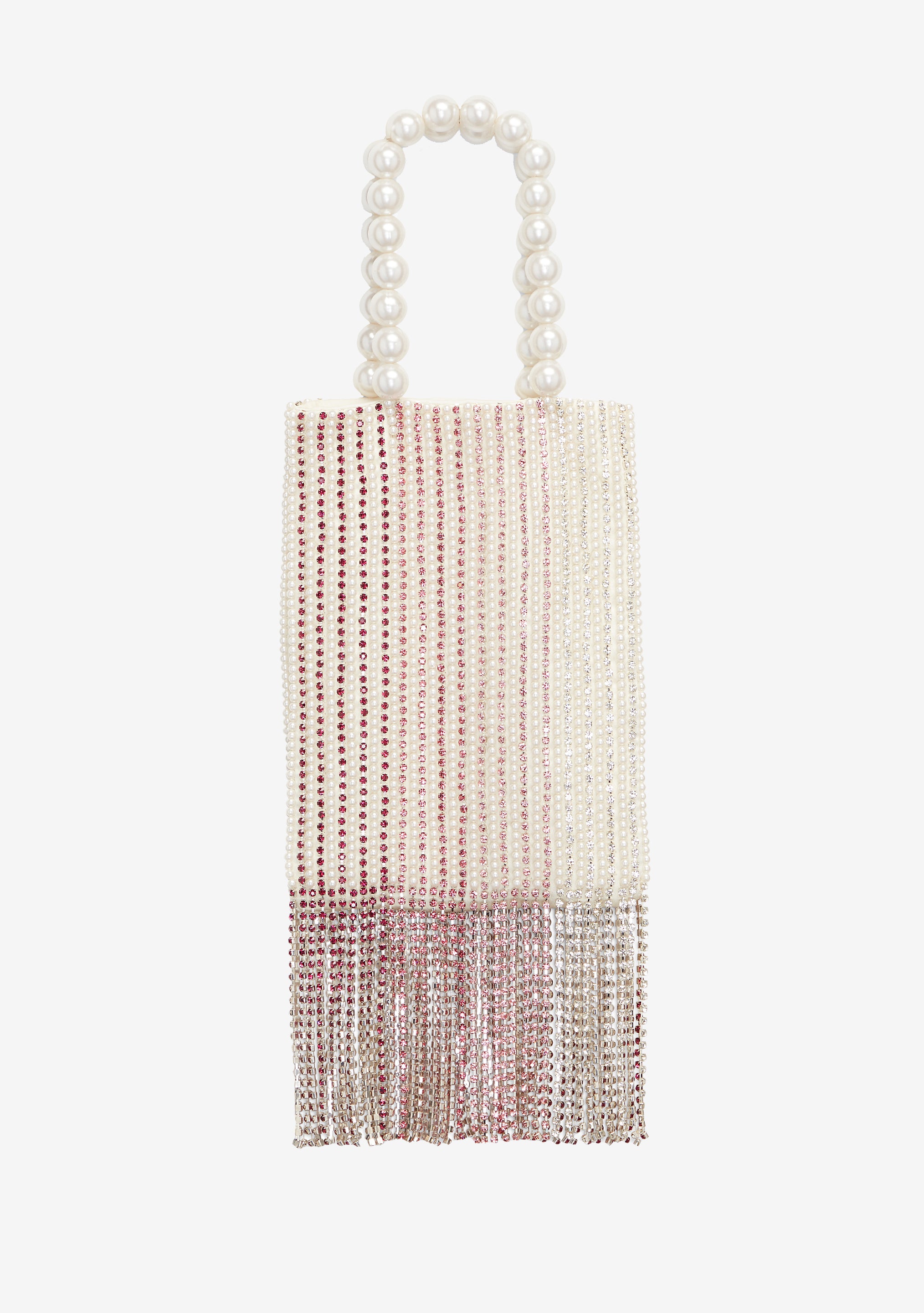 Avery Crystal Fringe Bag - White/Pink Ombre