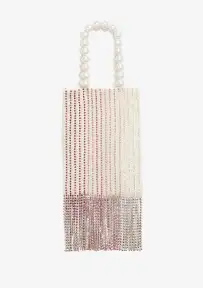 Avery Crystal Fringe Bag - White/Pink Ombre