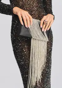 Adley Crystal Bag - Black/Silver