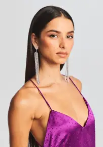 Martini Drop Crystal Earring - Silver