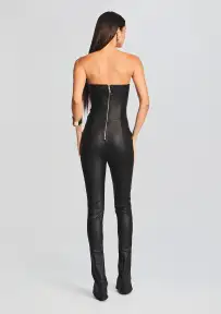 Brinley Coated Denim Jumpsuit(Coated Black,XXS)