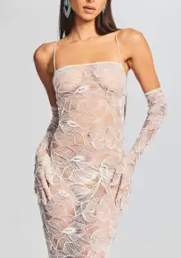 Ruby Embellished Lace Dress(White,XXS)