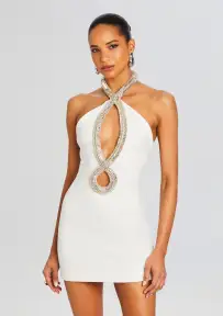 Wynn Embellished Dress(White/Silver,XXS)