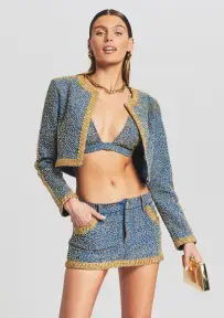 Nina Embellished Denim Bra(Embroidered Denim,XXS)
