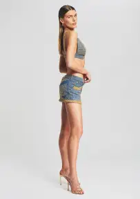 Nina Embellished Denim Bra(Embroidered Denim,XXS)
