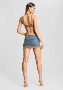Nina Embellished Denim Bra(Embroidered Denim,XXS)