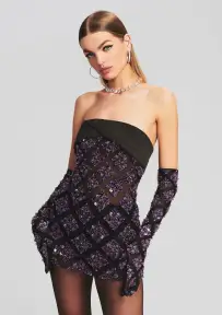 Jamie Sequin Gloves - Black/Purple