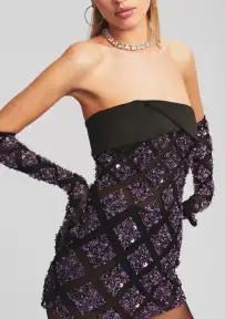 Jamie Sequin Gloves - Black/Purple