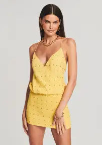 Petra Embellished Silk Chiffon Dress(Yellow,XXS)