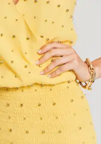 Petra Embellished Silk Chiffon Dress(Yellow,XXS)