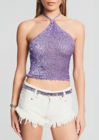 Anya Baguette Belt - Violet/Silver