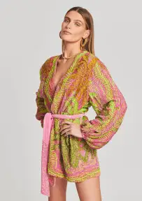 Gabrielle Sequin Palm Robe(Tropical Palm,XXS)