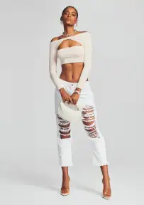 Omar Drop Boyfriend Jean(Optic White,22)