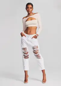 Omar Drop Boyfriend Jean(Optic White,22)