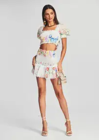 Yane Short Skirt(Garden White Print,XS)