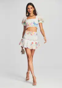Yane Short Skirt(Garden White Print,XS)