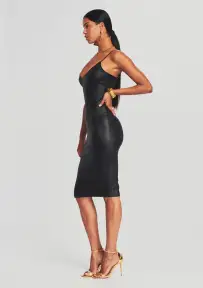 Aiden Coated Denim Midi Dress(Coated Black,XXS)