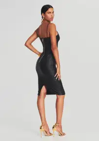 Aiden Coated Denim Midi Dress(Coated Black,XXS)