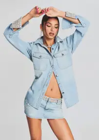 Remy Denim Shirt(Light Wash Denim,XXS)