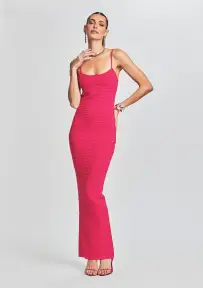 Kylie Bandage Knit Dress(Dragon Fruit,XXS)