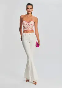 Moore Mid Rise Flare Jean(Washed White,23)
