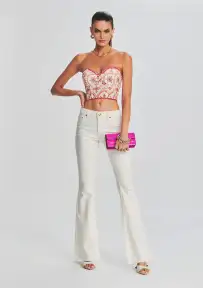 Moore Mid Rise Flare Jean(Washed White,23)