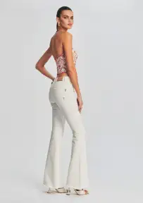 Moore Mid Rise Flare Jean(Washed White,23)