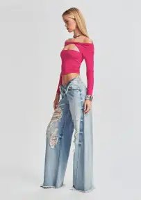 Ollie Wide Leg Jean(Coastline,23)