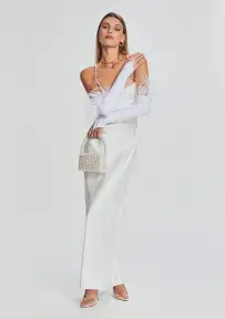 Eclipse Pearl Crystal Bag - White/Silver