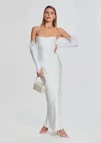 Eclipse Pearl Crystal Bag - White/Silver