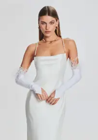 Penny Feather Gloves - White
