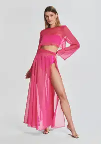 Grace Cropped Shirt(Pink,XS)