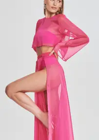 Grace Cropped Shirt(Pink,XS)