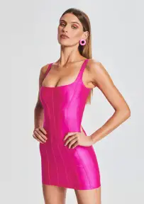 Zoe Lycra Mini Dress(Pink,XS)