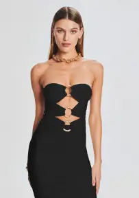 Lily Lycra Maxi Dress(Black,XS)