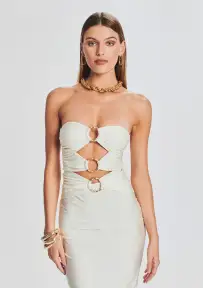 Lily Lycra Maxi Dress(Cream,XS)
