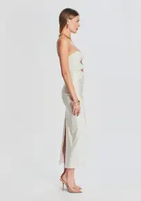 Lily Lycra Maxi Dress(Cream,XS)