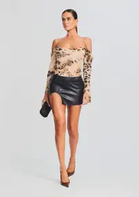 Akira Silk Top(Vintage Cheetah,XXS)