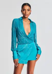 Cari Shirt Dress(Teal,XXS)