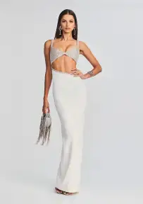 Fernanda Dress(White/Silver,XXS)