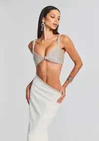 Fernanda Dress(White/Silver,XXS)