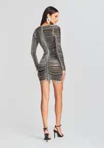 Jacqueline Crystal Embellished Dress(Black/Silver,XXS)